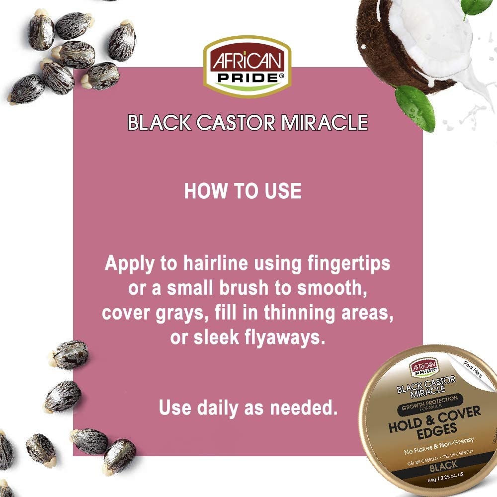 African Pride Black Castor Miracle Hold & Cover Edges
