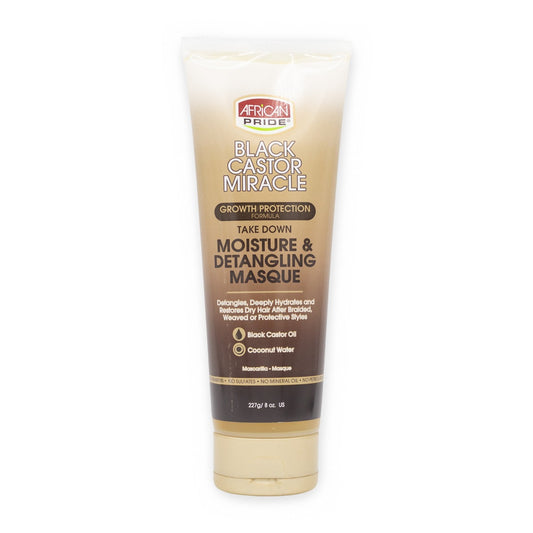 African Pride Black Castor Miracle Take Down Moisture & Detangling Masque 227g
