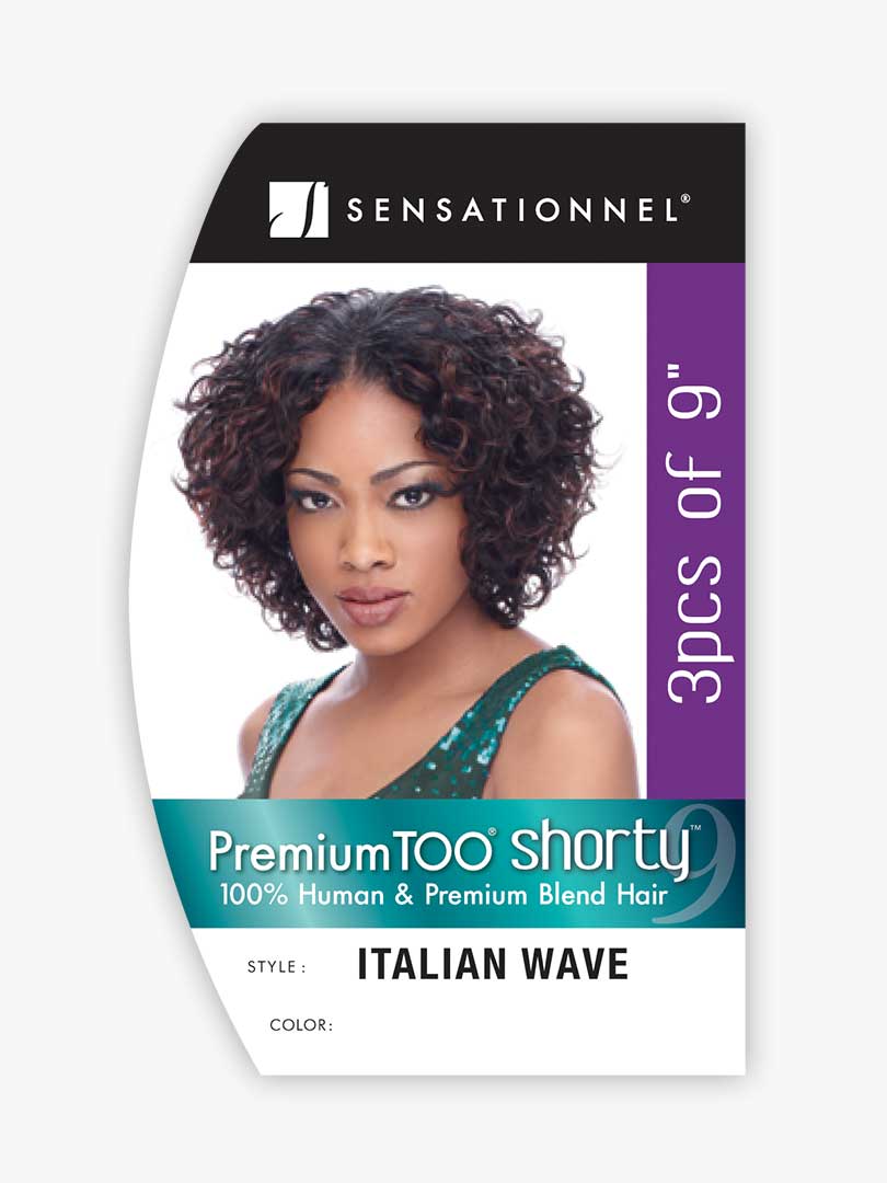 Sensationnel Premium Too Shorty Italian Waves Human Hair Blend Weave- 3 Piece Set 9"
