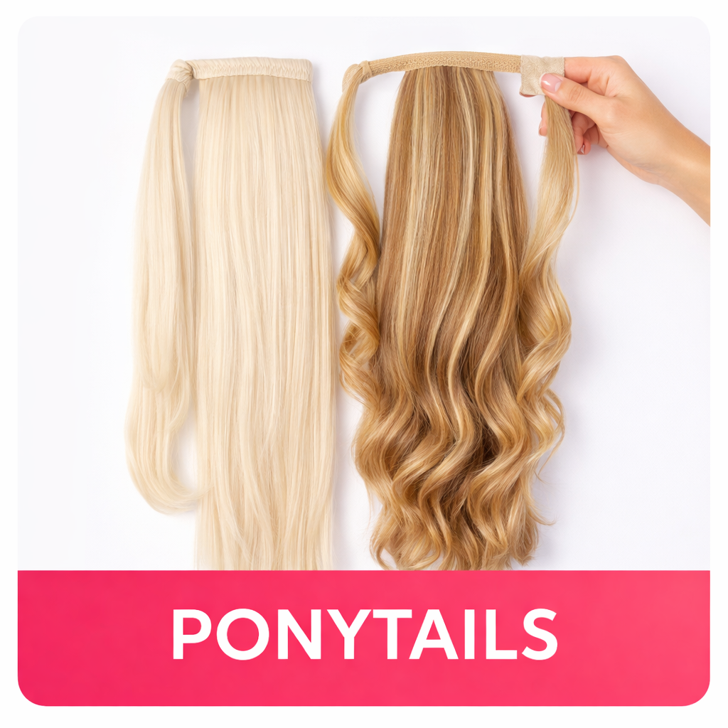 Clip-in ponytail hair extensions for instant length and volume