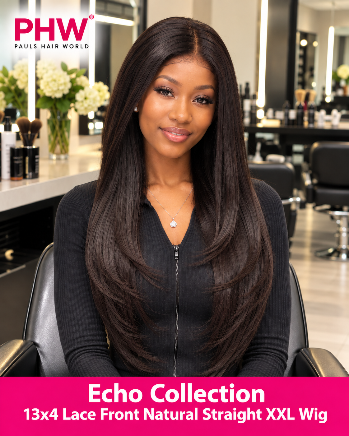 Echo Pure Brazilian Natural Straight 13x4 XXL Human Hair Lace Front Wig