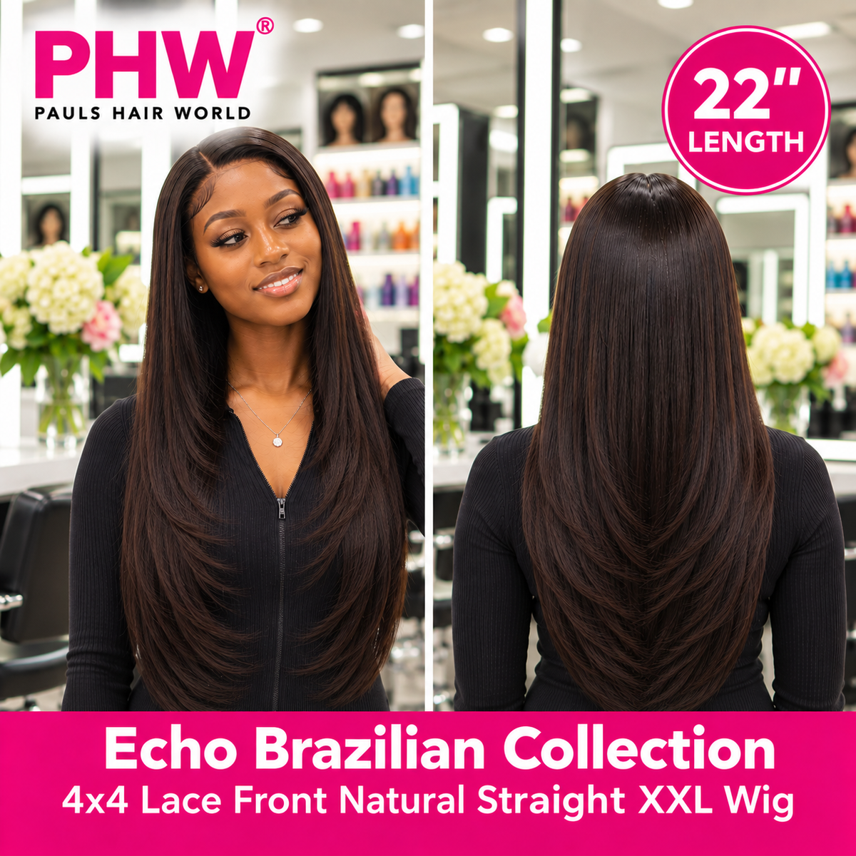 Echo Brazilian Collection 4x4 Lace Front Natural Straight Human Hair Wig