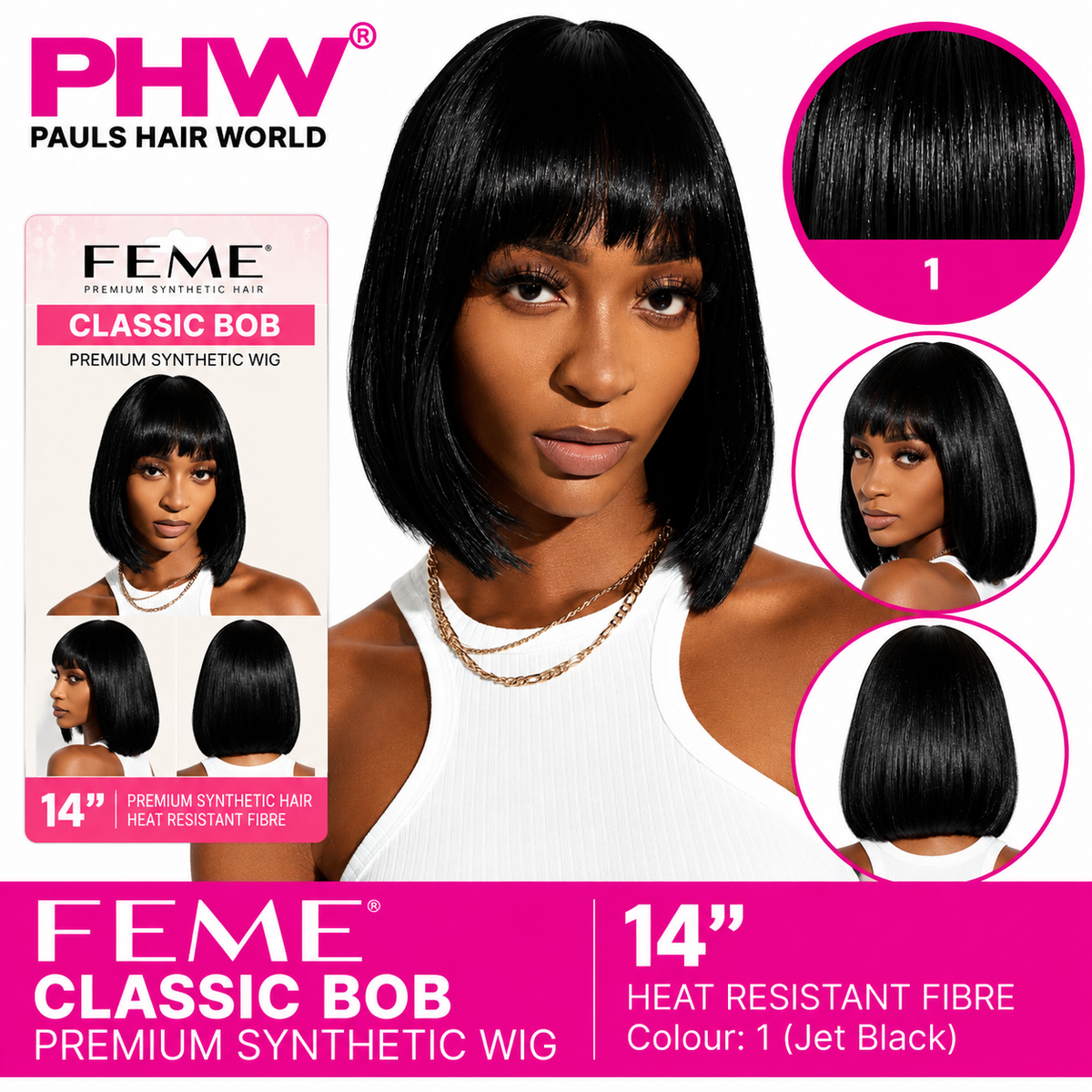Feme Collection Classic Bob Synthetic Wig with Fringe