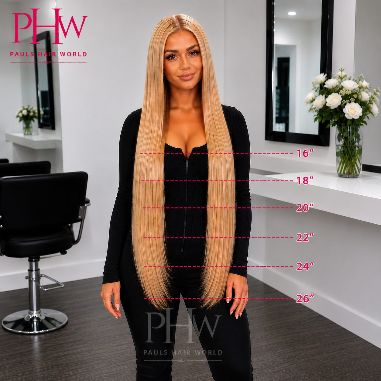 Sleek Chloe Blonde Straight Human Hair Lace Front Wig – Available in 16", 18", 20", 22", 24" & 26"