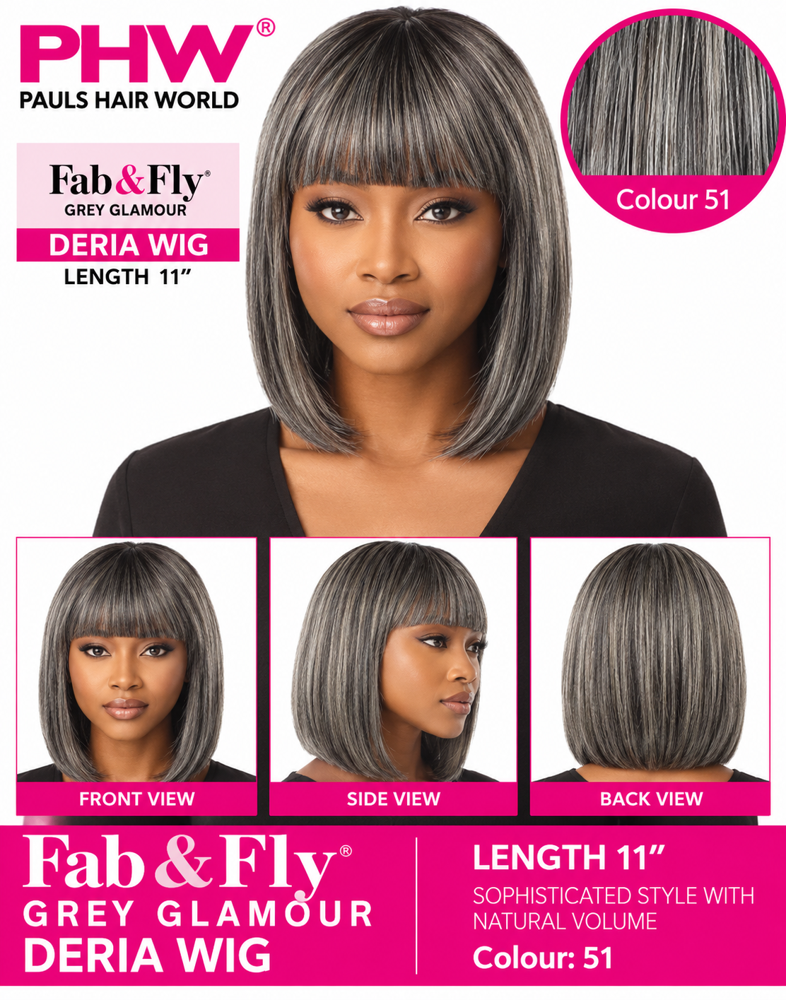 Fab & Fly Grey Glamour - Deria: Length:  11"