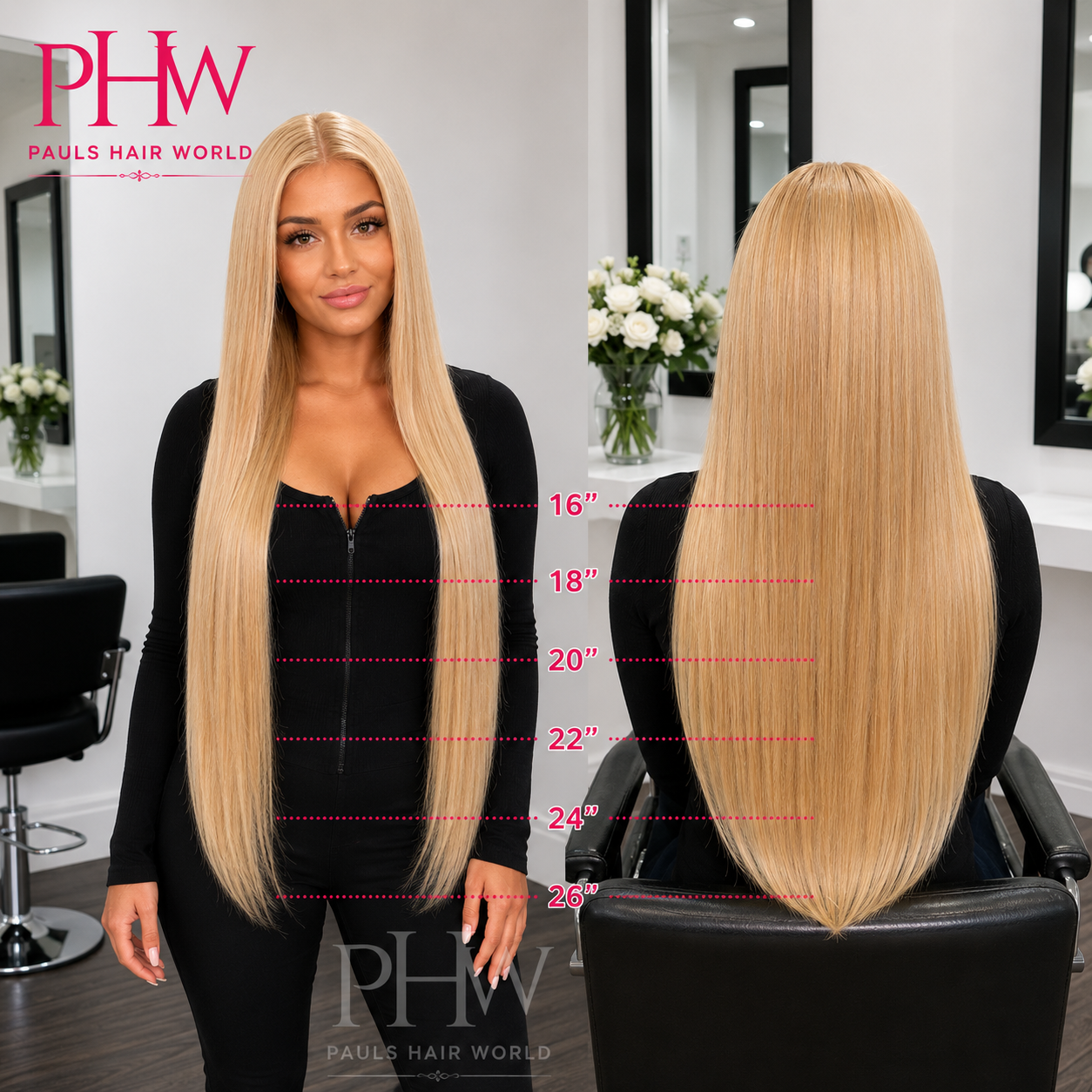 Sleek Chloe Blonde Straight Human Hair Lace Front Wig – Available in 16", 18", 20", 22", 24" & 26"