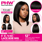 Feme Collection 12" Bob 100% Human Hair 13x4 HD Lace Wig