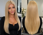 Sleek Chloe Blonde Straight Human Hair Lace Front Wig – Available in 16", 18", 20", 22", 24" & 26"