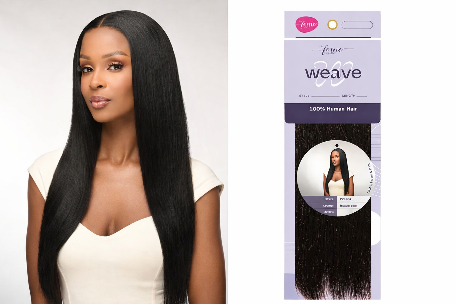 Feme 100% Human Hair Straight Weave