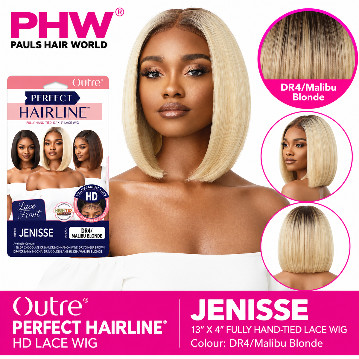 Outre Perfect Hairline Jenisse Synthetic 13x4 HD Lace Bob Wig