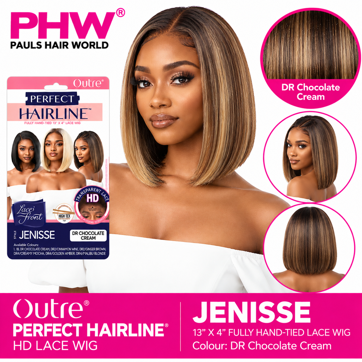 Outre Perfect Hairline Jenisse Synthetic 13x4 HD Lace Bob Wig