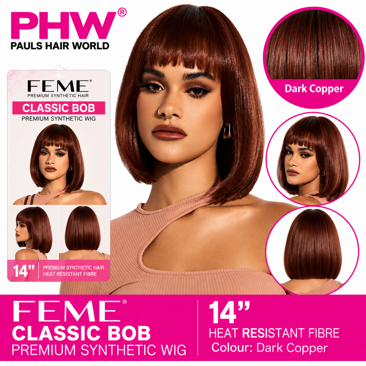 Feme Collection Classic Bob Synthetic Wig with Fringe