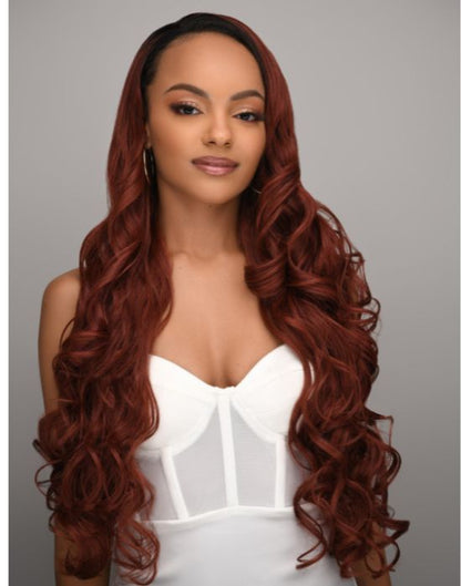 Feme 2-in-1 half Wig or Ponytail- Raven: Length: 28"