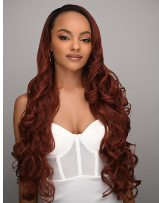 Feme 2-in-1 half Wig or Ponytail- Raven: Length: 28"