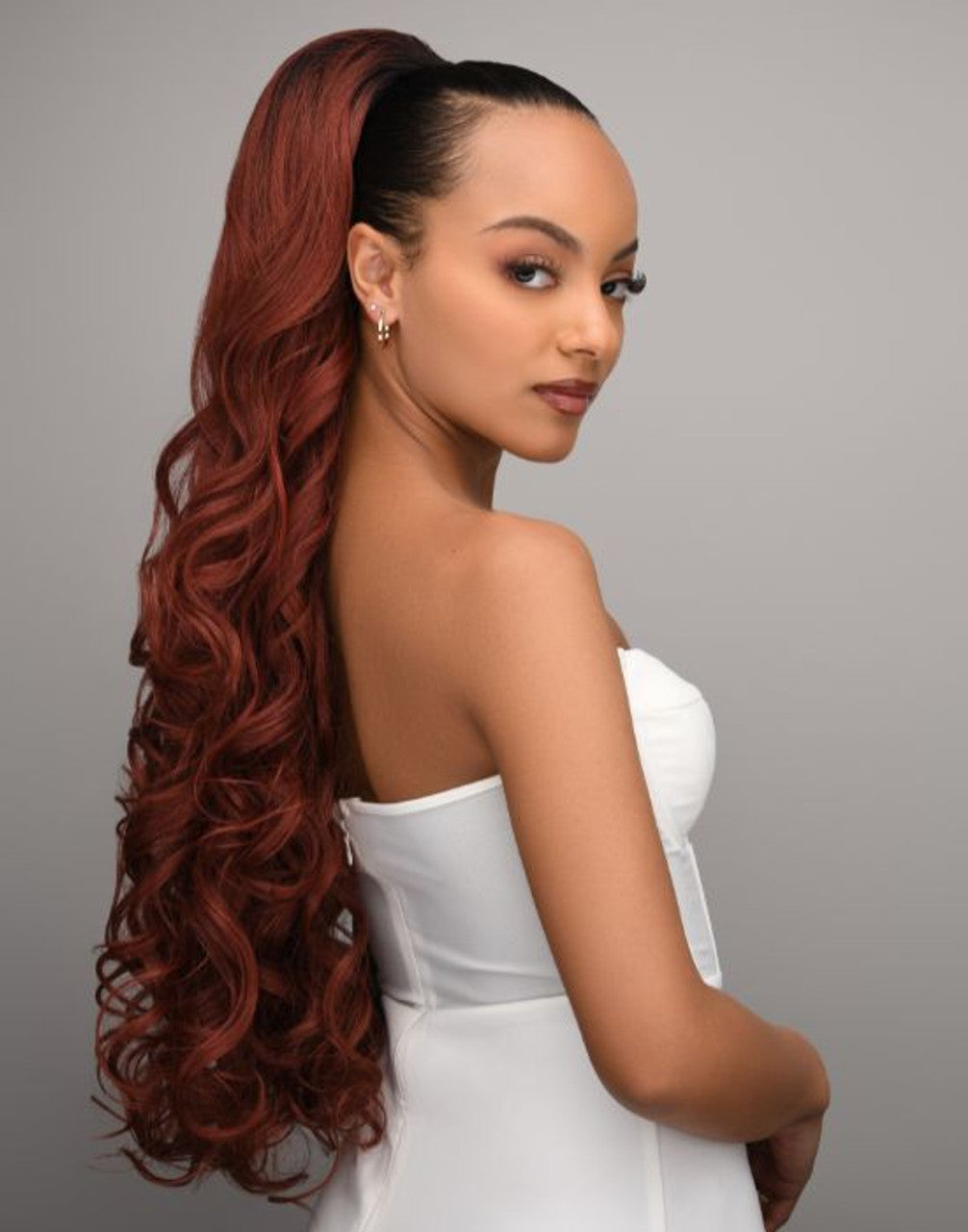 Feme 2-in-1 half Wig or Ponytail- Raven: Length: 28"