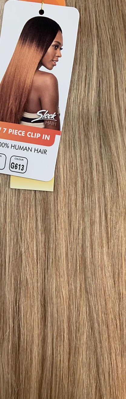 Sleek EW 7 Piece Human Hair Clip In Extensions 100g