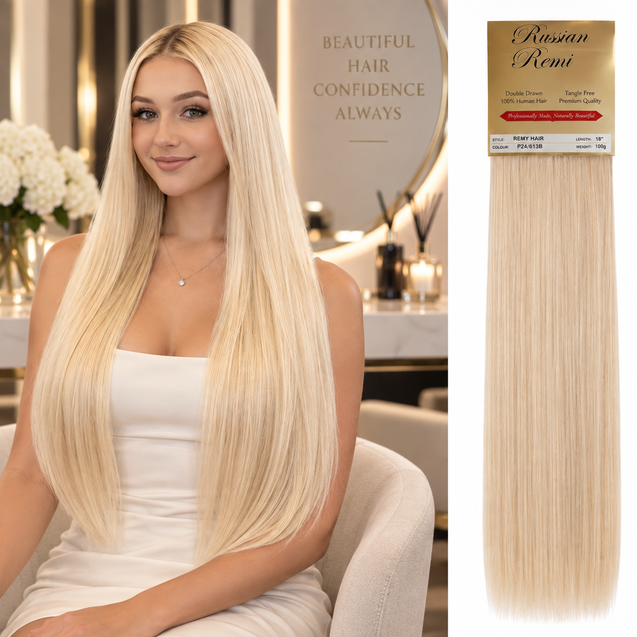 Echo 100% Russian Remy Hair Weft Extensions
