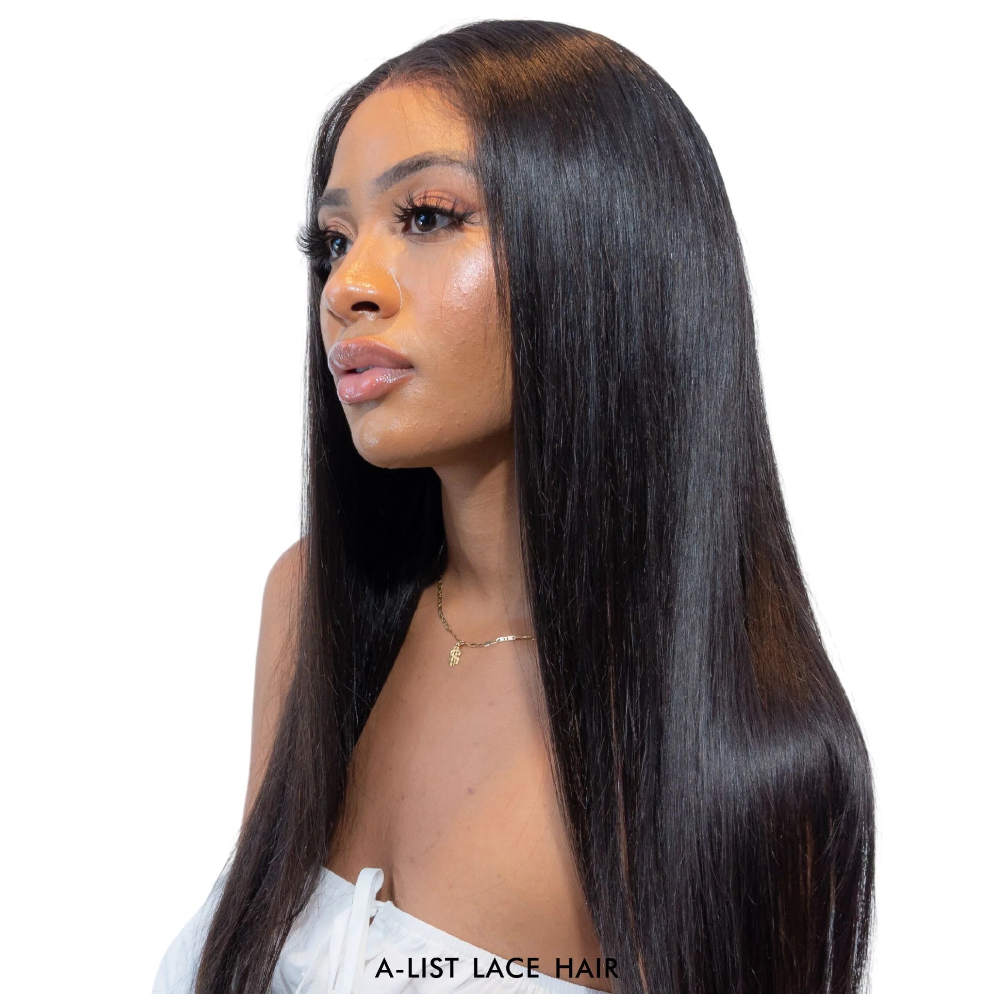 The NAOMI Silky Straight Glueless HD Lace Wig – Pre-Plucked Virgin Hair Wig