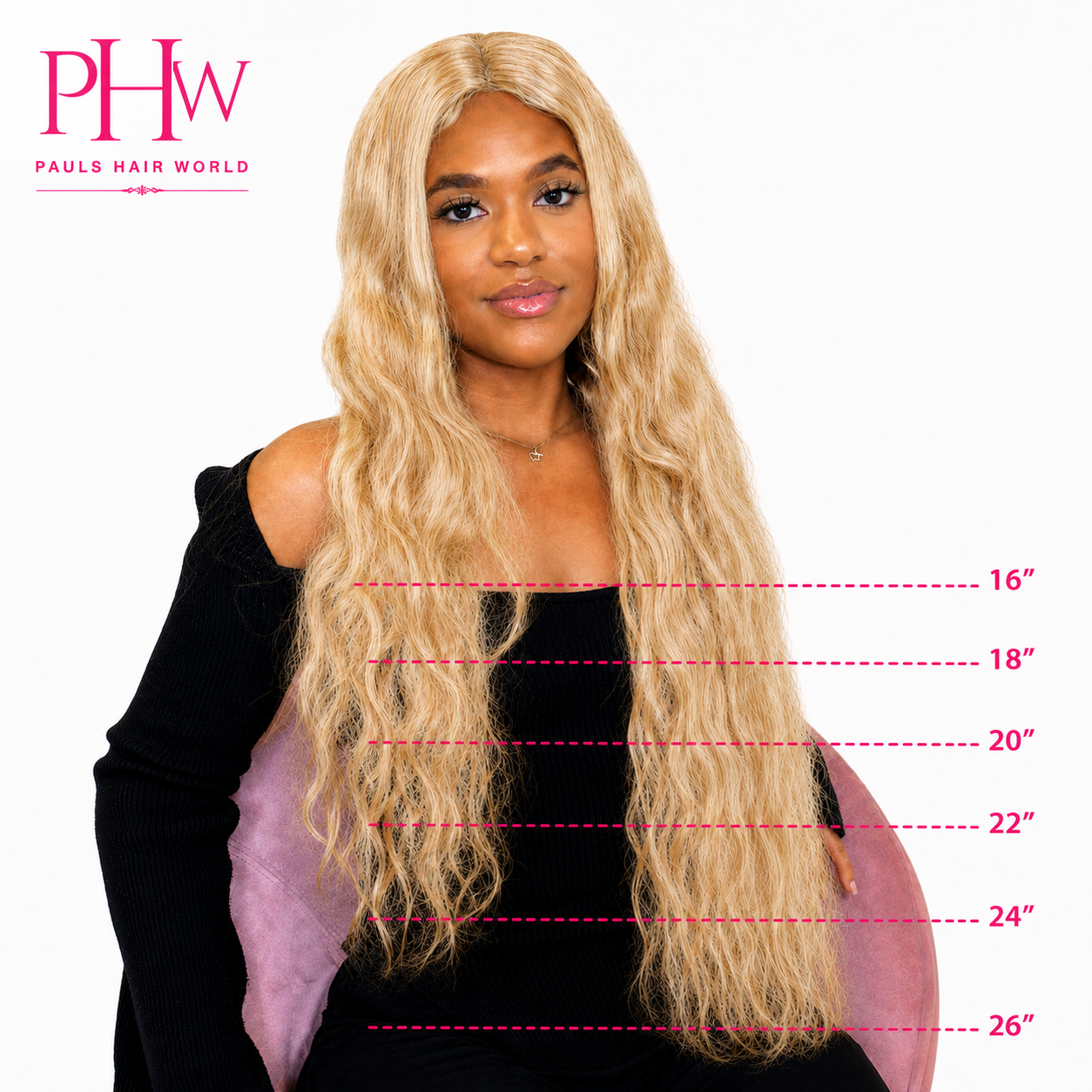 Sleek Chloe Blonde Human Hair Lace Front Wig 16-26in Centre Part