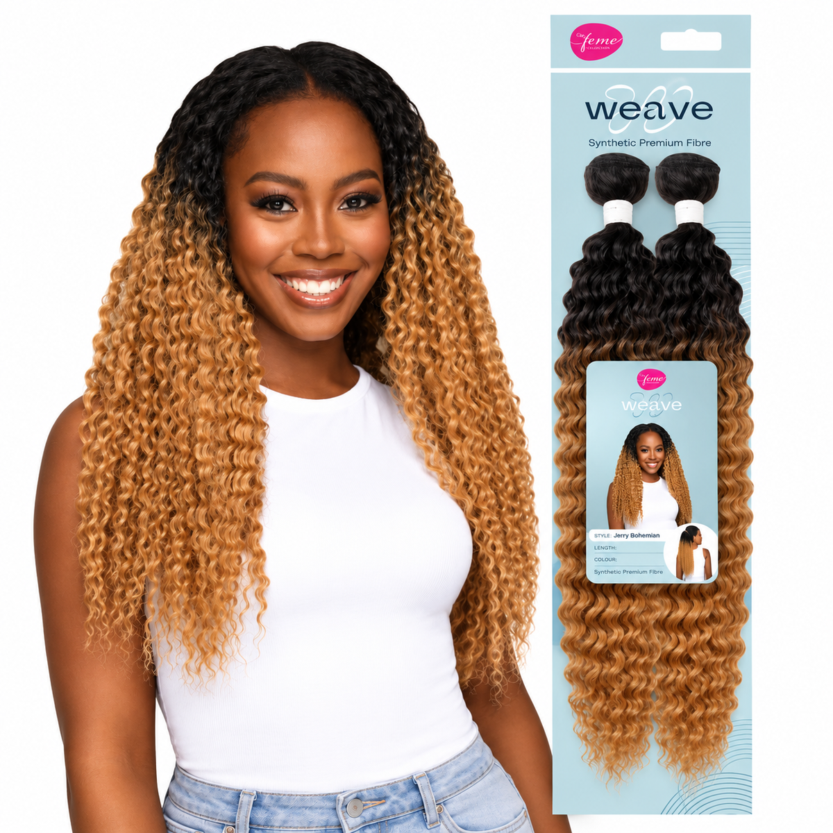 Feme Synthetic Weave - Jerry Bohemian: Synthetic that feels like human hair: