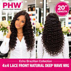 Echo Brazilian Collection 4x4 Lace Front Natural Deep Wave Human Hair Wig