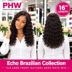 Echo Brazilian Collection 4x4 Lace Front Natural Deep Wave Human Hair Wig