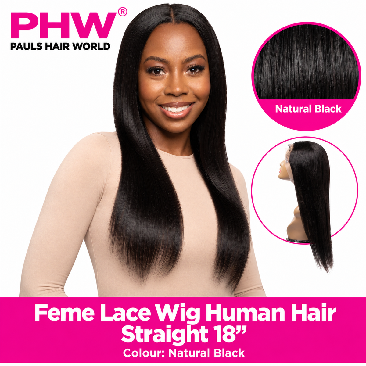 Feme Collection Straight 18" 100% Human Hair 13x4 HD Lace Wig