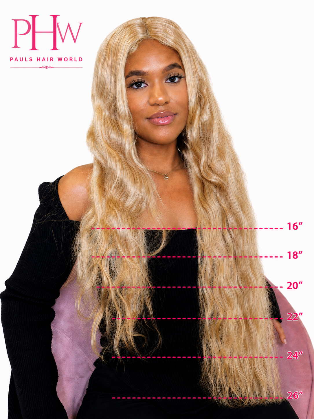 Sleek Chloe Blonde Human Hair Lace Front Wig 16-26in Centre Part