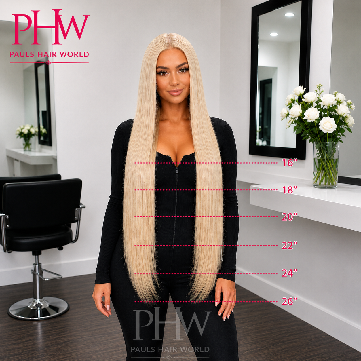 Sleek Chloe Blonde Straight Human Hair Lace Front Wig – Available in 16", 18", 20", 22", 24" & 26"