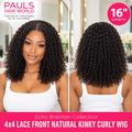 Echo Brazilian Collection 4x4 Lace Front Natural Kinky Curly Human Hair Wig