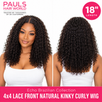 Echo Brazilian Collection 4x4 Lace Front Natural Kinky Curly Human Hair Wig