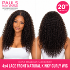 Echo Brazilian Collection 4x4 Lace Front Natural Kinky Curly Human Hair Wig