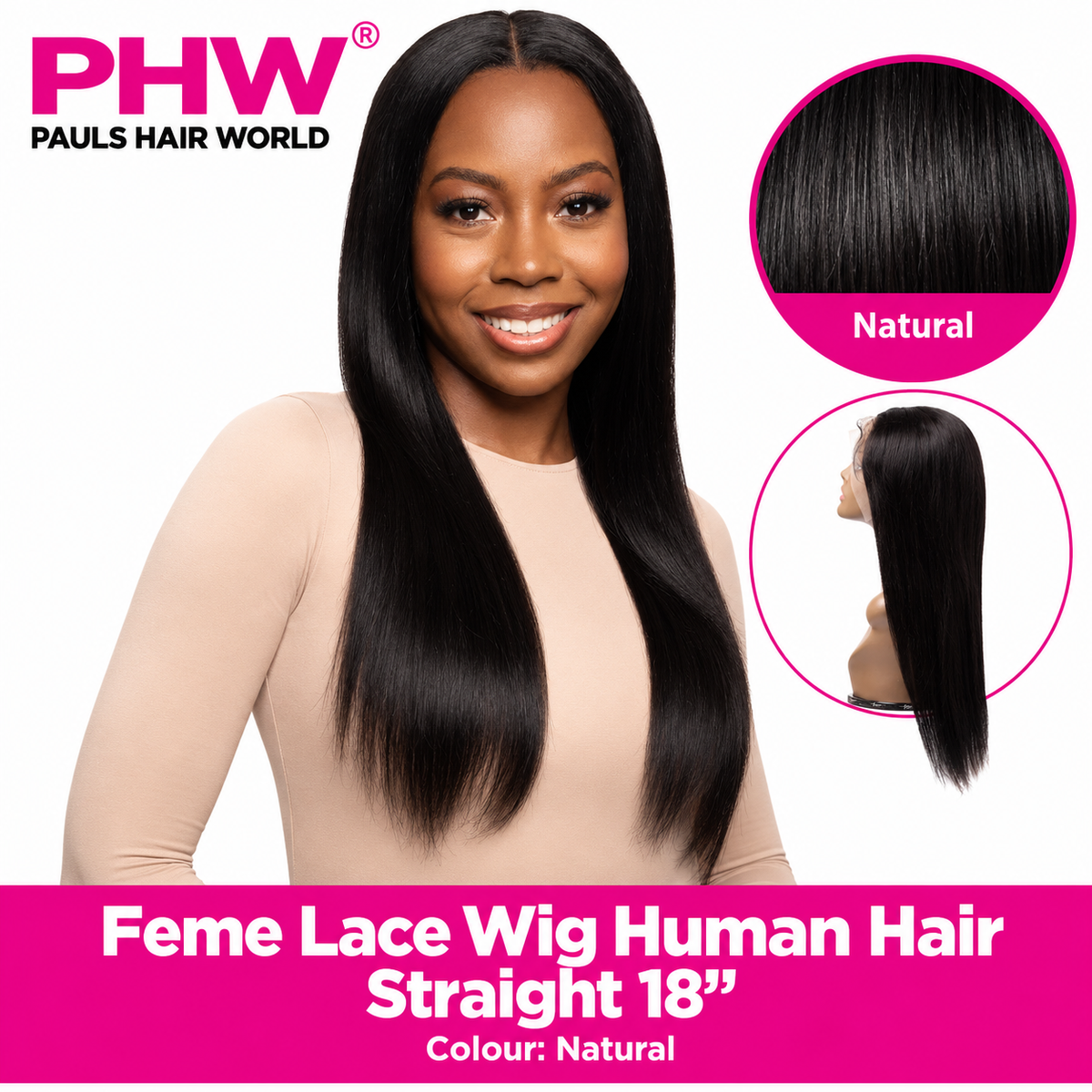 Feme Collection Straight 18" 100% Human Hair 13x4 HD Lace Wig