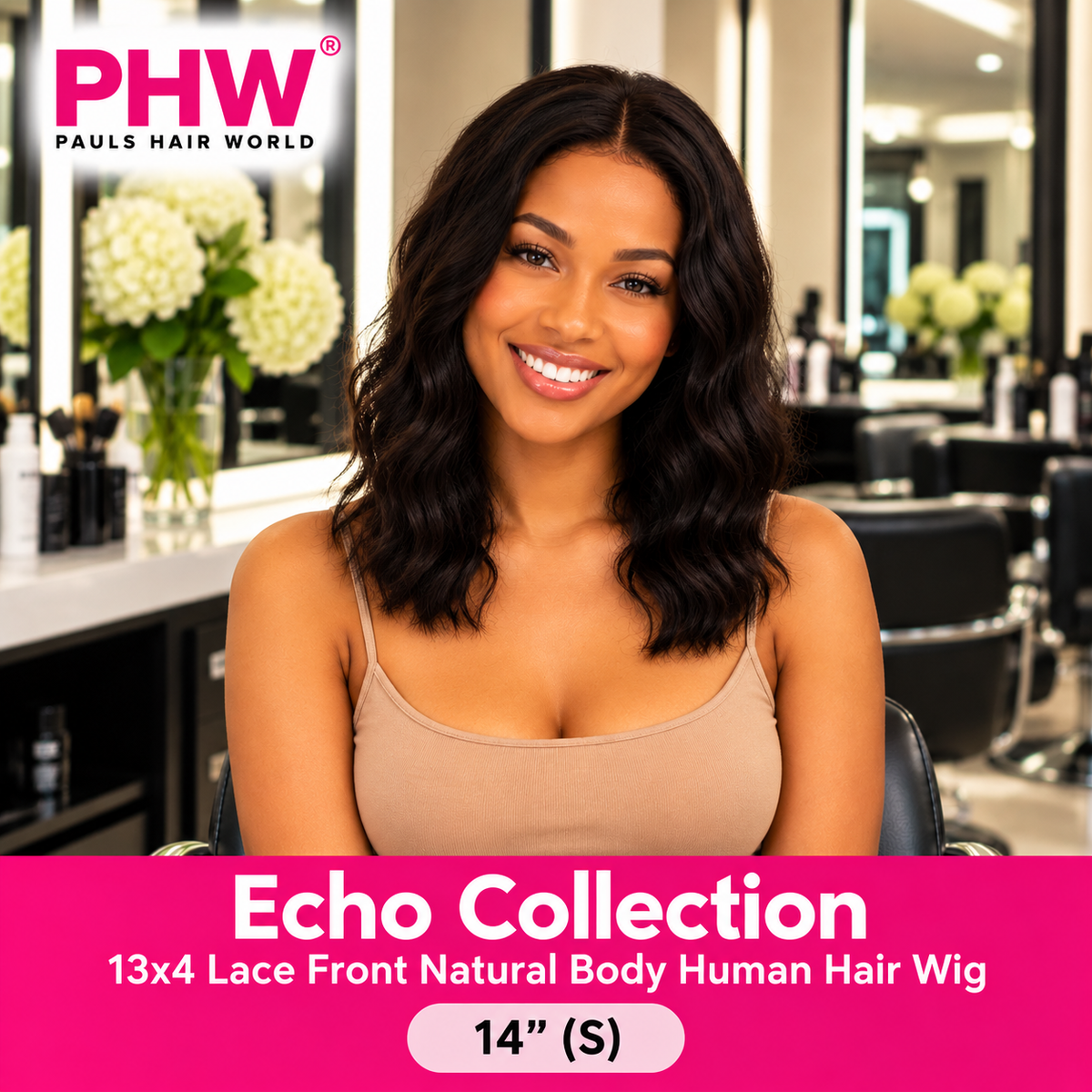 Echo Brazilian Collection 13x4 Lace Front Natural Body Human Hair Wig