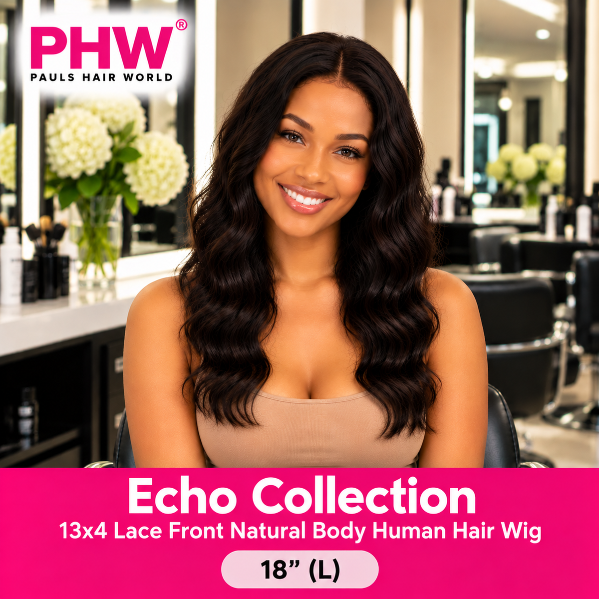 Echo Brazilian Collection 13x4 Lace Front Natural Body Human Hair Wig