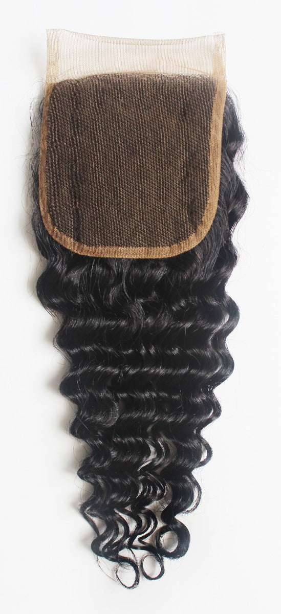 Sleek Virgin Gold Brazilian Kinky Curl 4x4 Closure