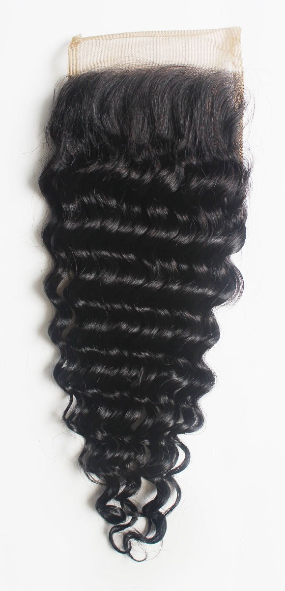 Sleek Virgin Gold Brazilian Kinky Curl 4x4 Closure