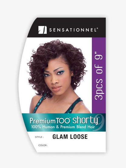 Sensationnel Premium Too Shorty Glam loose Waves Human Hair Blend Weave- 3 Piece Set 9"