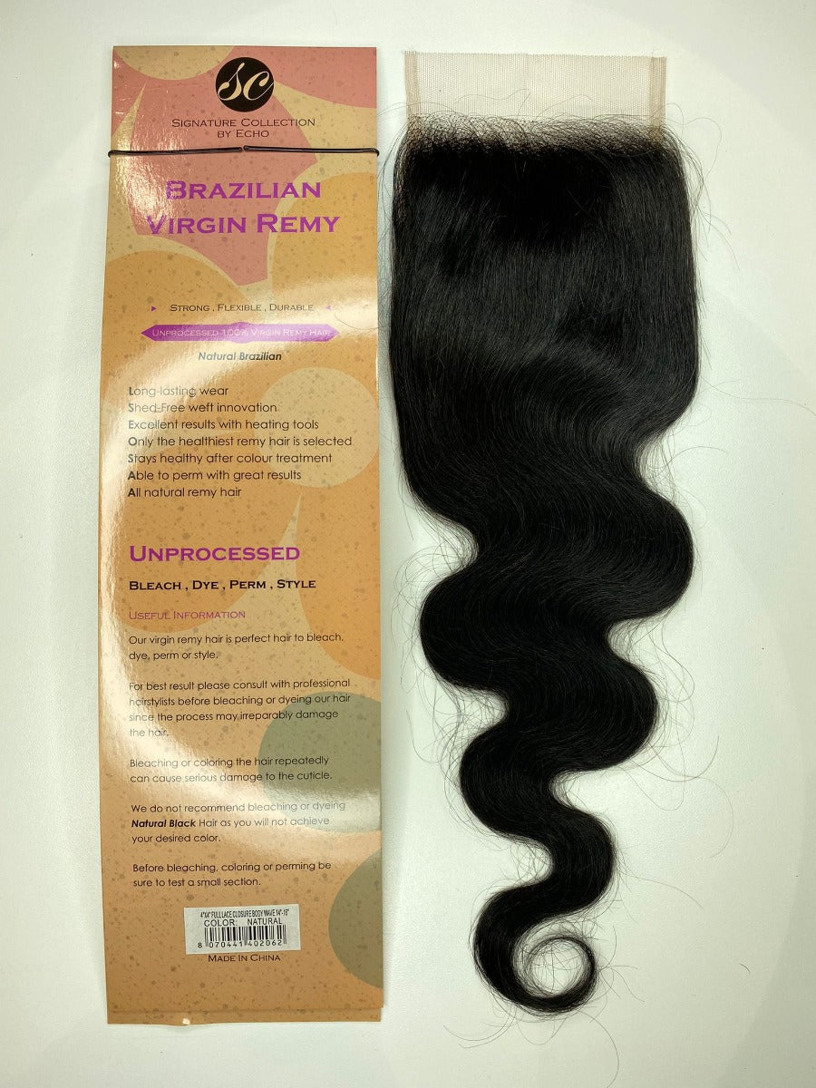 Signature Collection 4"x4" Full Lace Closure Body Wave